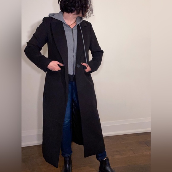 AVEC LES FILLES | Long Black Hooded Coat | Med - Picture 2 of 8